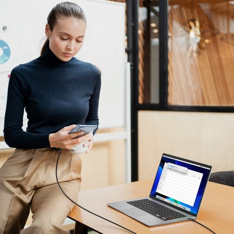 Kabel przewód USB-C PD QC 100W 5A 480Mb/s 1.5m czarny