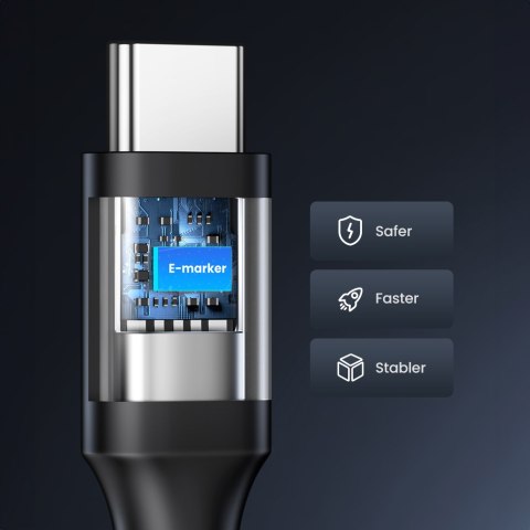 Kabel przewód USB-C PD QC 100W 5A 480Mb/s 1.5m czarny