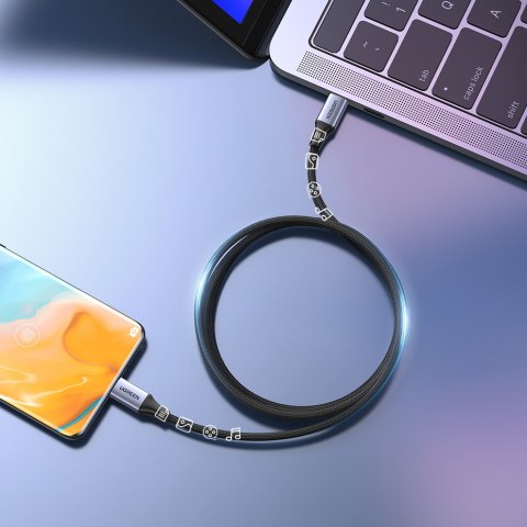 Kabel przewód USB-C PD w oplocie 240W 5A 480Mb/s 1m czarno szary