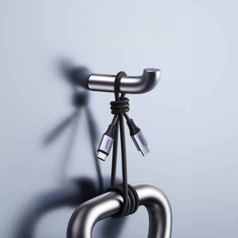 Kabel przewód USB-C PD w oplocie 240W 5A 480Mb/s 1m czarno szary