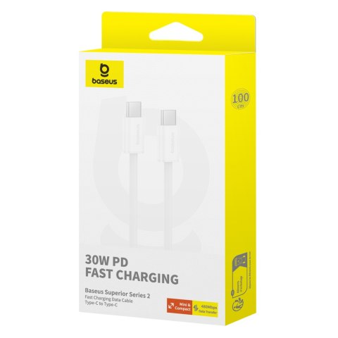 Kabel przewód USB-C 30W PD 480Mb/s Superior Series ll 1m biały