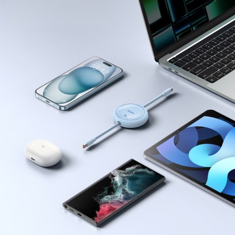 Kabel przewód wysuwany zwijany USB-C 100W Free2Draw Mini 1m niebieski