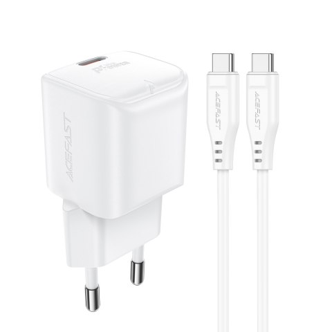 Mini Ładowarka sieciowa PD 30W GaN + kabel USB-C biała