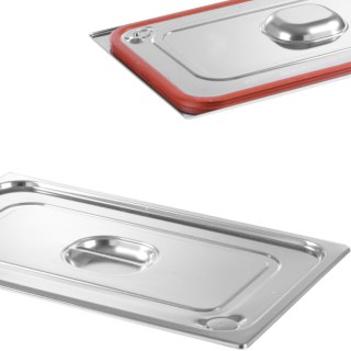 Pokrywka do pojemnika GN Profi Line z uszczelką silikonową GN1/4 265x162mm stalowa nierdzewna - Hendi 802649