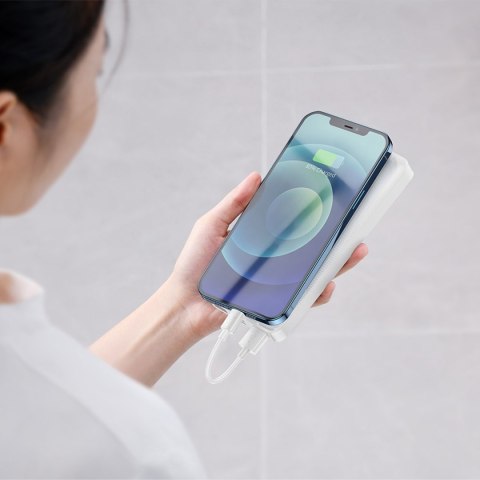 Powerbank 30000mAh 15W Bipow + kabel USB 4w1 microUSB / Lightning / 2x USB-C 1.2m czarny