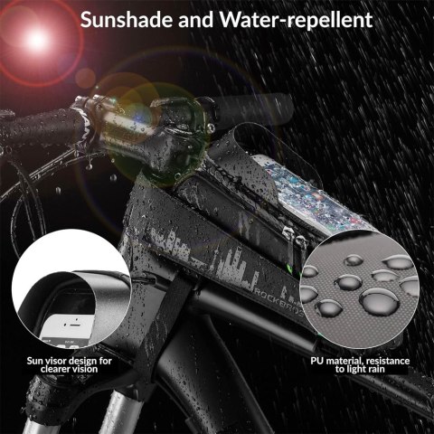 Sakwa torba rowerowa na ramę z pokrowcem na telefon nawigację czarna