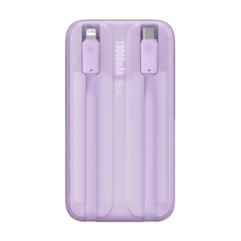 Powerbank z wyświetlaczem 10000mAh 22.5W + kabel USB-A / USB-C fioletowy