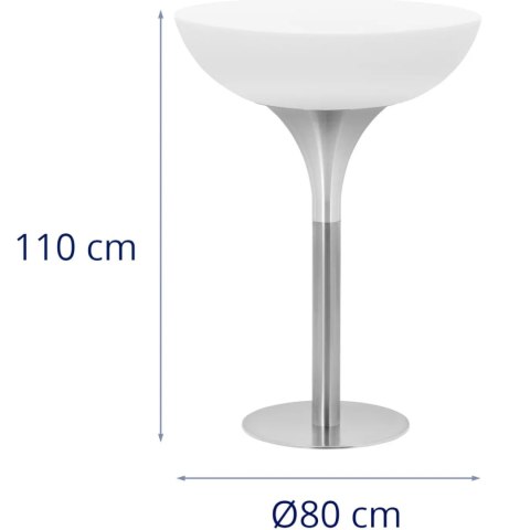 Stolik barowy klubowy podświetlany na baterie RGBW LED śr. 80 x 107 cm - biały okrągły