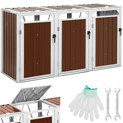 Osłona obudowa kosza kubła na śmieci potrójna 3 x 240 l - brązowa