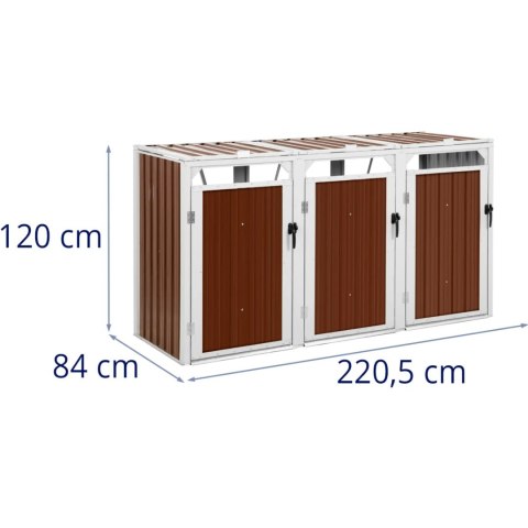 Osłona obudowa kosza kubła na śmieci potrójna 3 x 240 l - brązowa