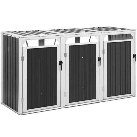 Osłona obudowa kosza kubła na śmieci potrójna 3 x 240 l - szara