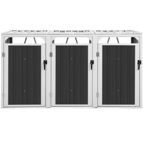 Osłona obudowa kosza kubła na śmieci potrójna 3 x 240 l - szara