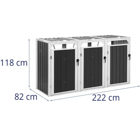 Osłona obudowa kosza kubła na śmieci potrójna 3 x 240 l - szara