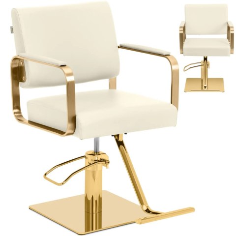 Fotel fryzjerski barberski kosmetyczny z podnóżkiem Physa OTLEY - kremowo złoty
