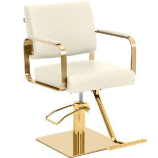 Fotel fryzjerski barberski kosmetyczny z podnóżkiem Physa OTLEY - kremowo złoty