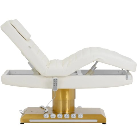 Fotel kosmetyczny SPA podgrzewany z krzesłem 3 silniki 200 kg SAVONA - biało złoty