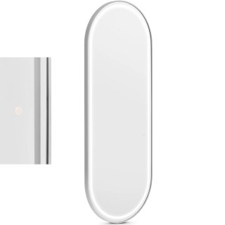 Konsola konsoleta fryzjerska lustro z oświetleniem LED owalne 180 x 70 cm - srebrne