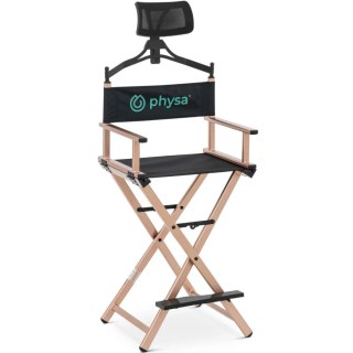 Krzesło do makijażu wizażu z zagłówkiem i podnóżkiem składane - różowe złoto