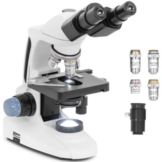 Mikroskop optyczny szkolny z oświetleniem LED powiększenie 40-1000x