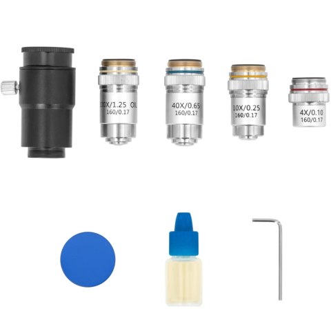 Mikroskop optyczny szkolny z oświetleniem LED powiększenie 40-1000x