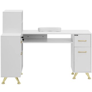 Biurko kosmetyczne do manicure 2 szuflady 2 szafki - biało złote