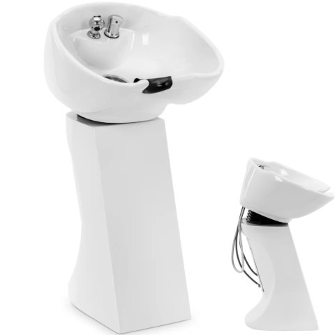 Myjka fryzjerska umywalka uchylna z baterią wężem - biała