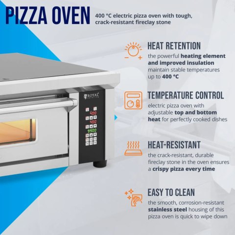 Piec do pizzy elektryczny z szamotem na 4 pizze śr. 33 cm 230 V 4200 W