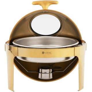 Podgrzewacz bemar bufetowy do potraw na pastę okrągły z pokrywą rolltop 6 l - złoty