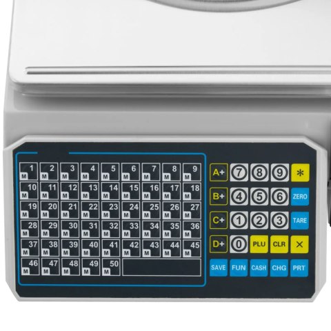 Waga sklepowa handlowa z drukarką etykiet LCD 30 kg / 15 g