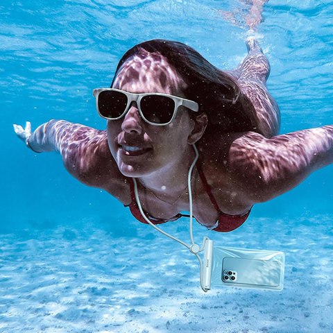 Etui wodoodporne do telefonu 7.2'' z cylindrycznym zapięciem IPX8 AquaGlide - białe