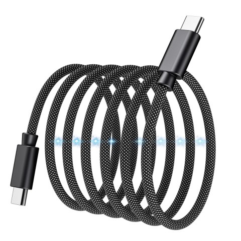 Kabel przewód USB-C 240W PD 3.1 z organizerem magnetycznym 1.2m - czarny