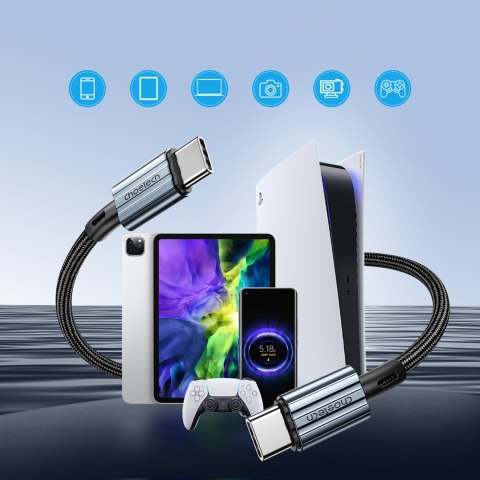 Kabel przewód USB-C - USB-C PD 60W w oplocie XCC-1014 - szary