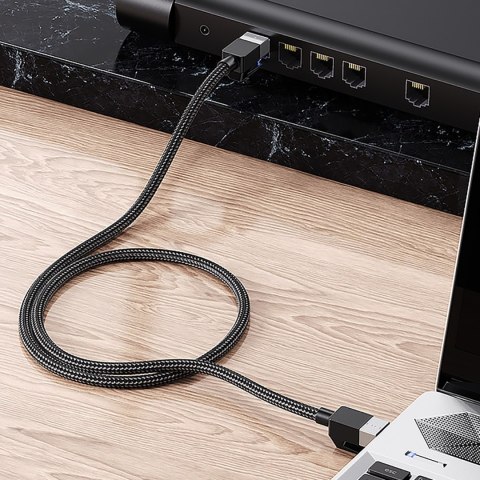 Kabel sieciowy patchcord Ethernet RJ45 Cat8 miedziany rdzeń 1.5m - czarny