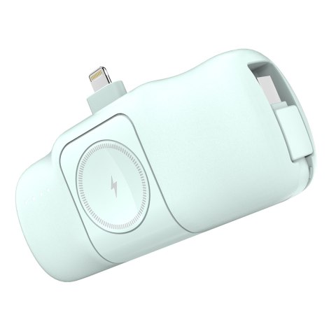 Mini powerbank 5000mAh 15W iPhone Lightning i ładowarką do Apple Watch - zielony