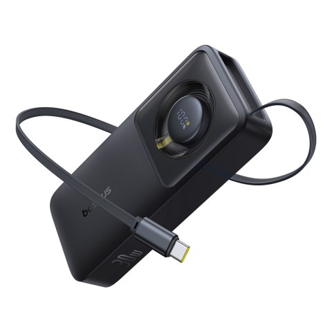 Powerbank 10000mAh 30W z portem USB-C i rozwijanym kablem USB-C Free2Pull - czarny