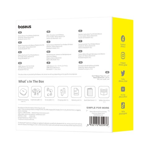 Słuchawki bezprzewodowe Bowie E19 TWS dokanałowe USB-C - białe