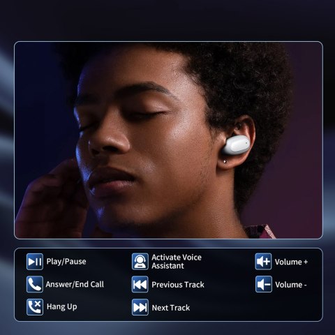 Słuchawki dokanałowe MEMS bezprzewodowe TWS Bluetooth 5.3 - białe