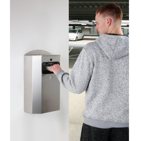 Kosz z ramką na worek na śmieci odpadki naścienny z popielniczką stal nierdzewna 328x164x541mm