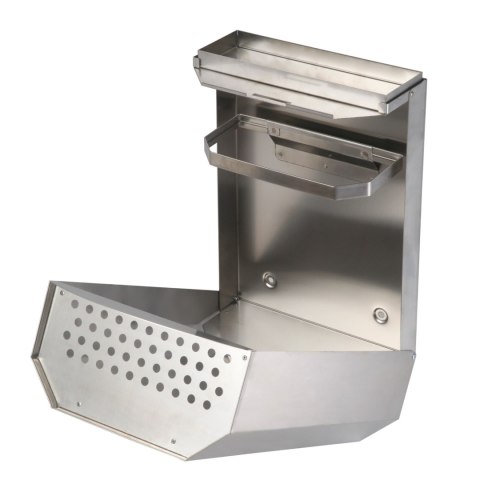 Kosz z ramką na worek na śmieci odpadki naścienny z popielniczką stal nierdzewna 328x164x541mm