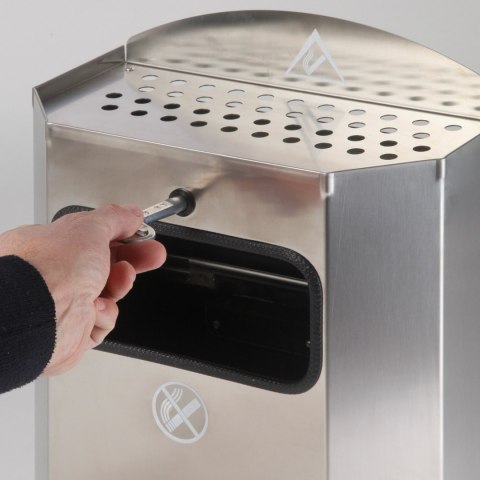 Kosz z ramką na worek na śmieci odpadki naścienny z popielniczką stal nierdzewna 328x164x541mm