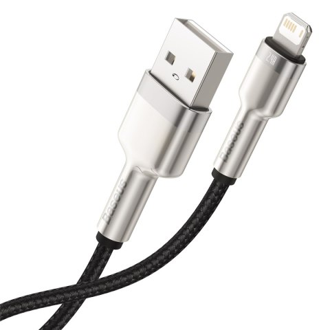 Kabel przewód Cafule Series Metal Data USB-A - iPhone Lightning 2.4A 1m - czarny