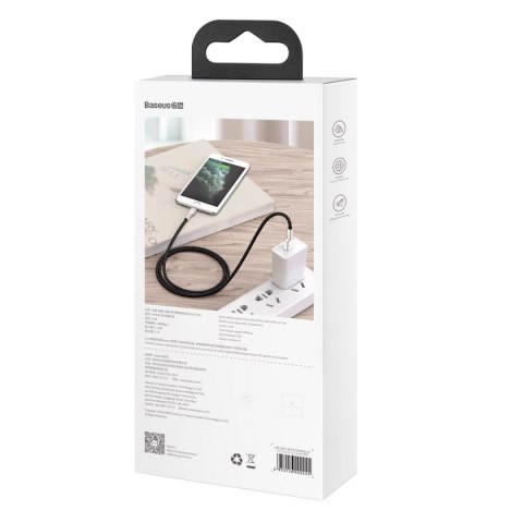 Kabel przewód Cafule Series Metal Data USB-A - iPhone Lightning 2.4A 1m - czarny