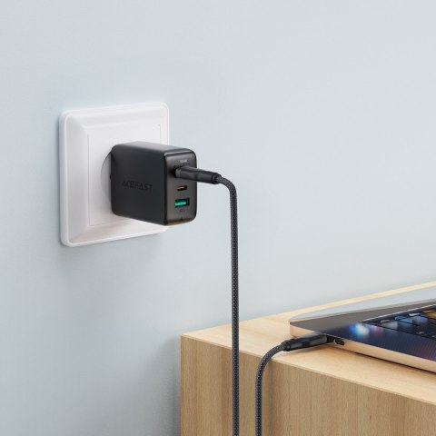 Kabel przewód elastyczny w oplocie USB-C - USB-C 60W 3A 1.2m - czarny