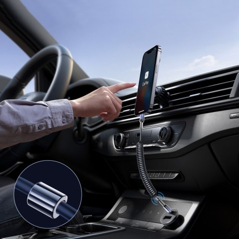 Kabel przewód spiralny USB-C - iPhone Lightning Crystal-Clear Series 30W 1.5m - czarny