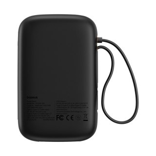 Power bank 10000mAh QPow 2 30W z wbudowanymi kablami USB-C - czarny