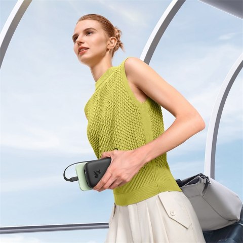 Power bank 10000mAh QPow 2 30W z wbudowanymi kablami USB-C - czarny