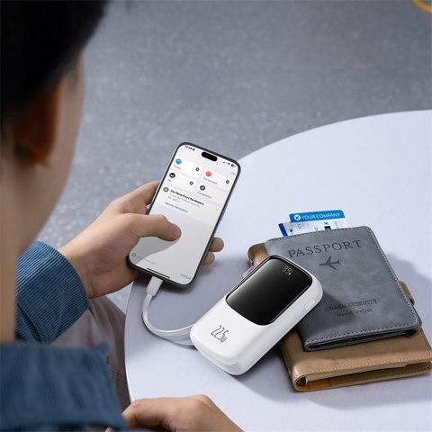 Power bank 10000mAh Qpow Pro+ 22.5W USB-C - biały