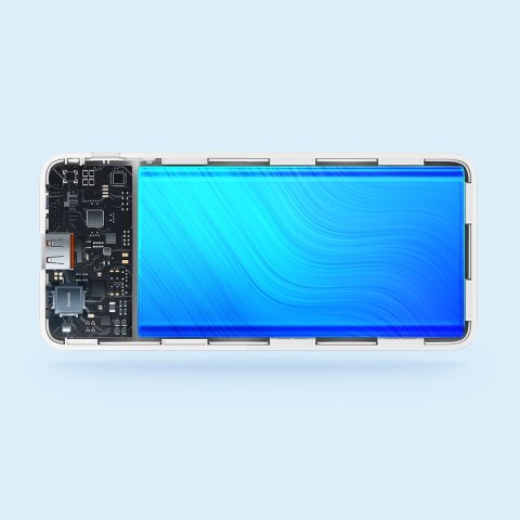 Powerbank Airpow 20W 10000mAh z kablem USB-A - USB-C 30cm - biały