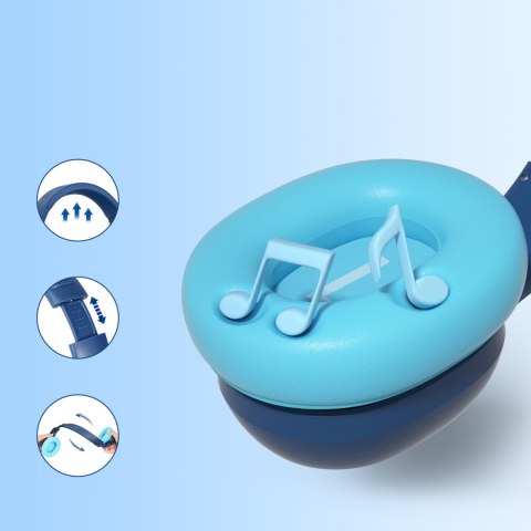 Słuchawki bezprzewodowe ANC KH03 dla dzieci bezpieczne z kontrolą głośności - niebieskie