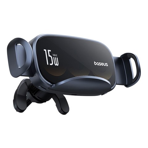 Uchwyt samochodowy na kratkę z ładowarką indukcyjną z potrójną cewką - czarny